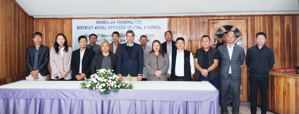 Officials and participants during the hands-on training on electronic voting machines for district Nodal Officers of EVMs and VVPATs at Kohima on November 10. (Photo Courtesy: CEO Nagaland )